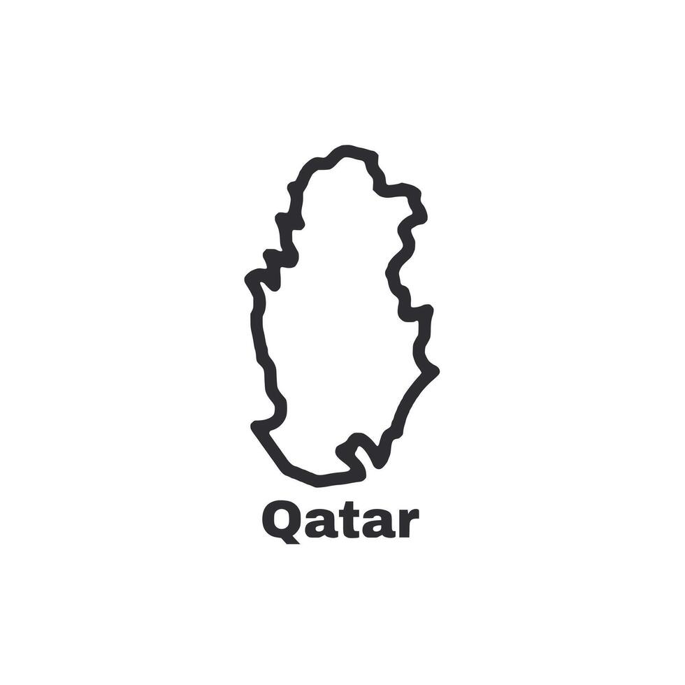 A white background with a black outline of Qatar vector