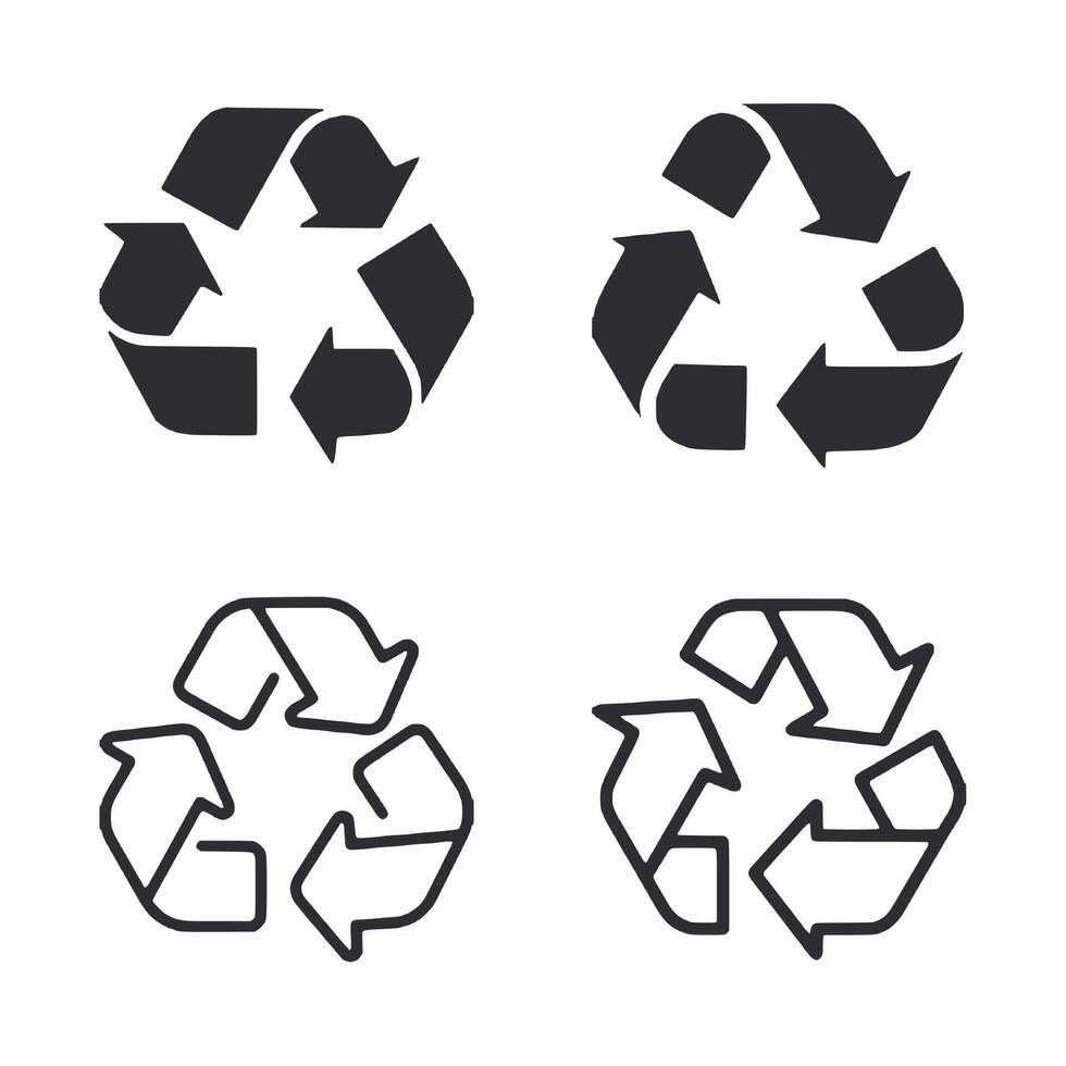 Four different recycling symbols are shown in the image vector
