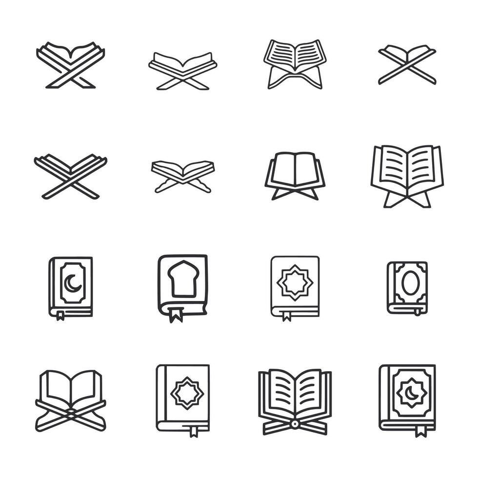 A set of religious symbols including a Quran, a book, and a cross vector