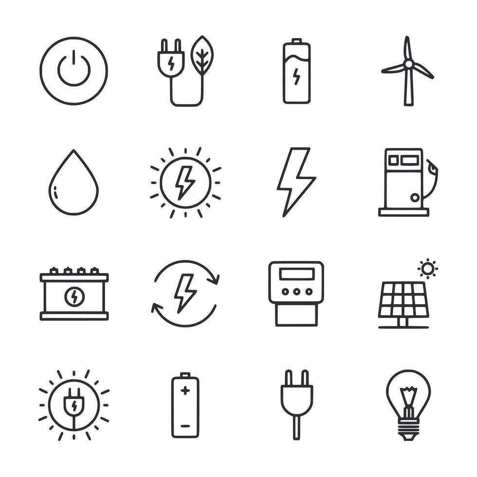 A collection of icons for various energy sources vector
