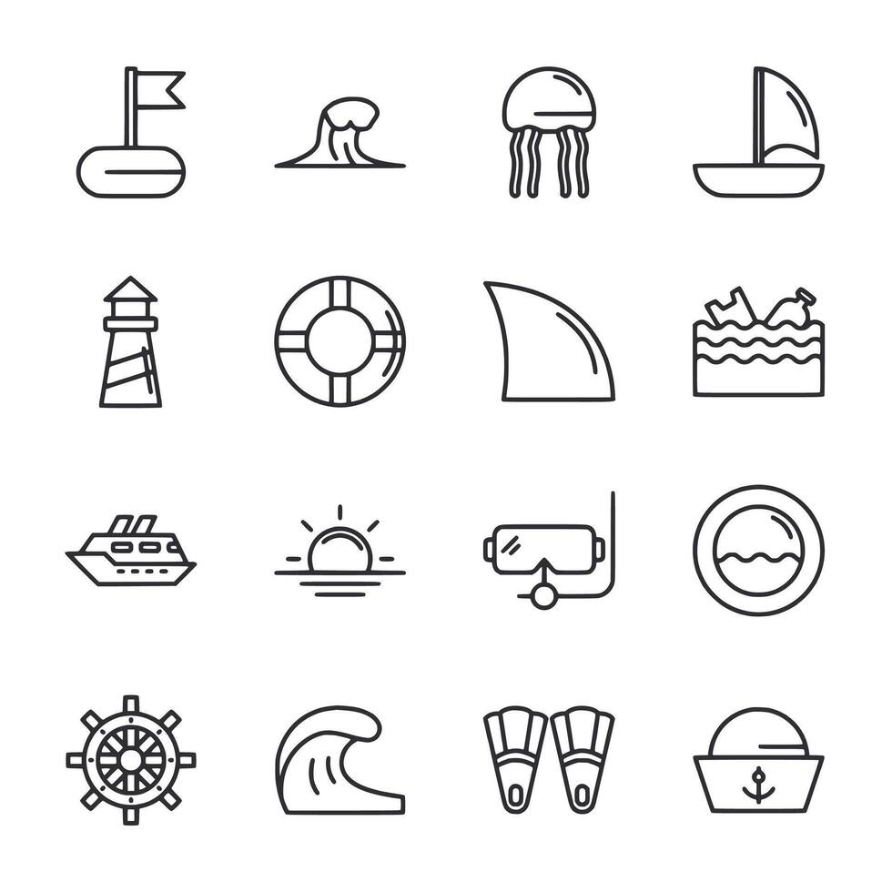 A set of icons for various water sports and activities vector