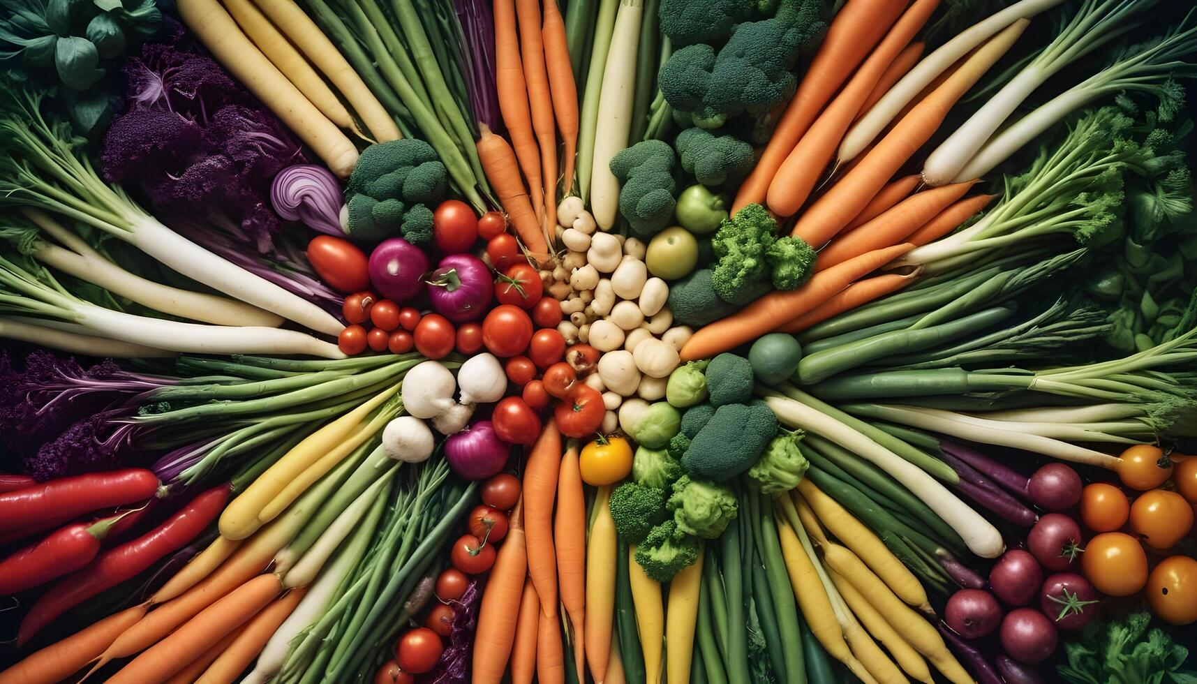 A large group of vegetables arranged in a circle photo