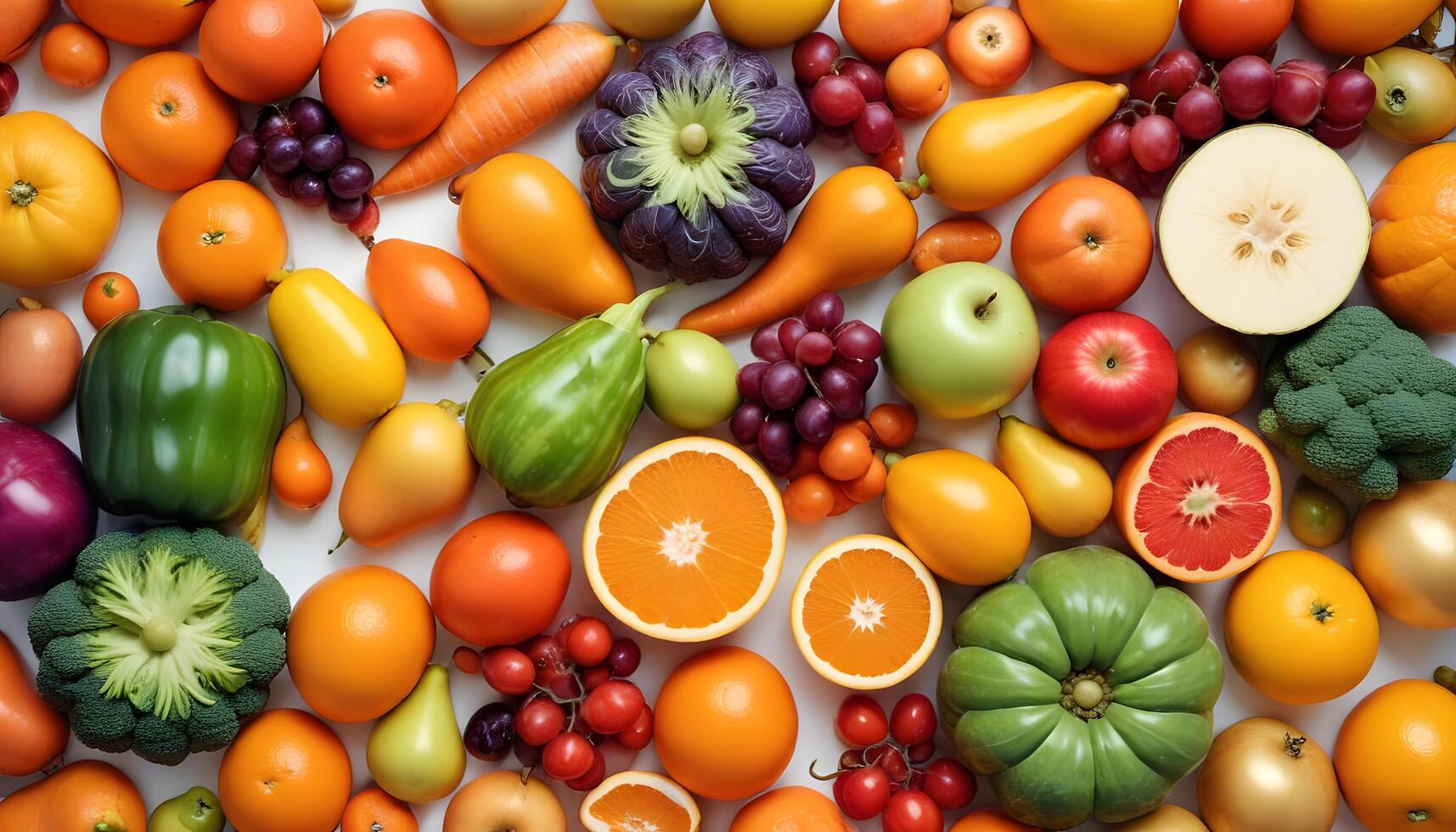 A large group of different fruits and vegetables photo