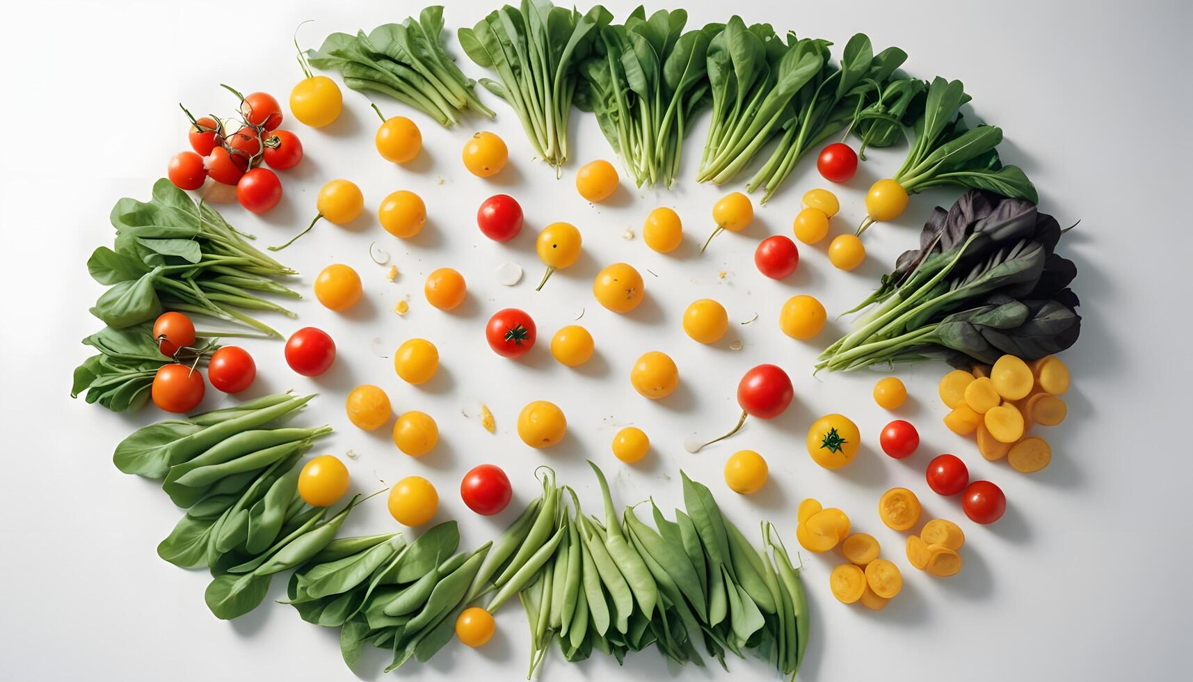 A circular arrangement of different vegetables photo