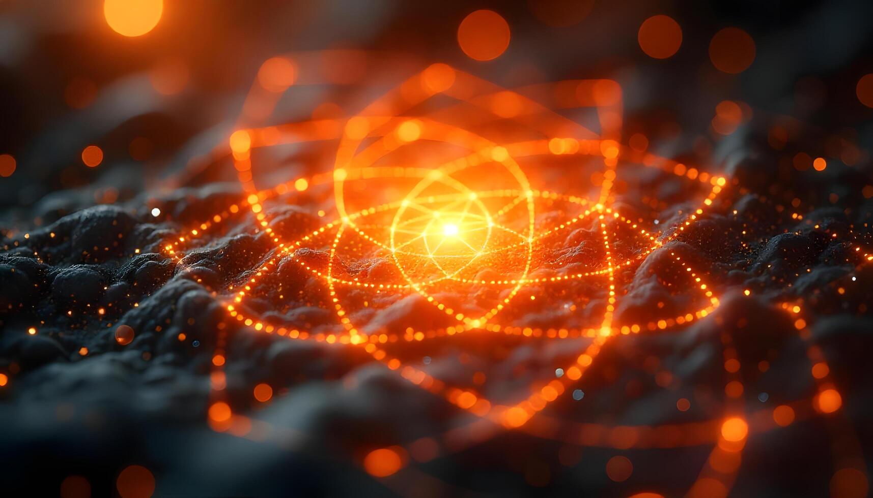 An orange glowing object with a glowing light photo