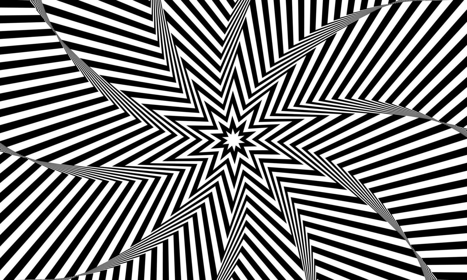 Optical illusion white star tunnel on black background. gradient twisted spirals. artistic vintage pattern. vector