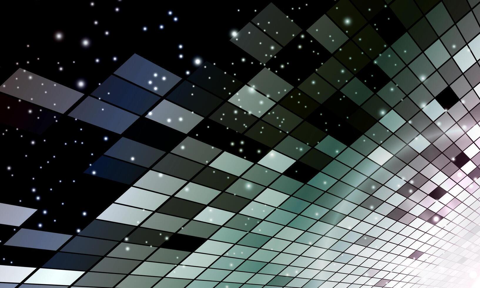 digital networking technology abstract dark background, perspective grid sparkle and science space. square pattern dimension. vector