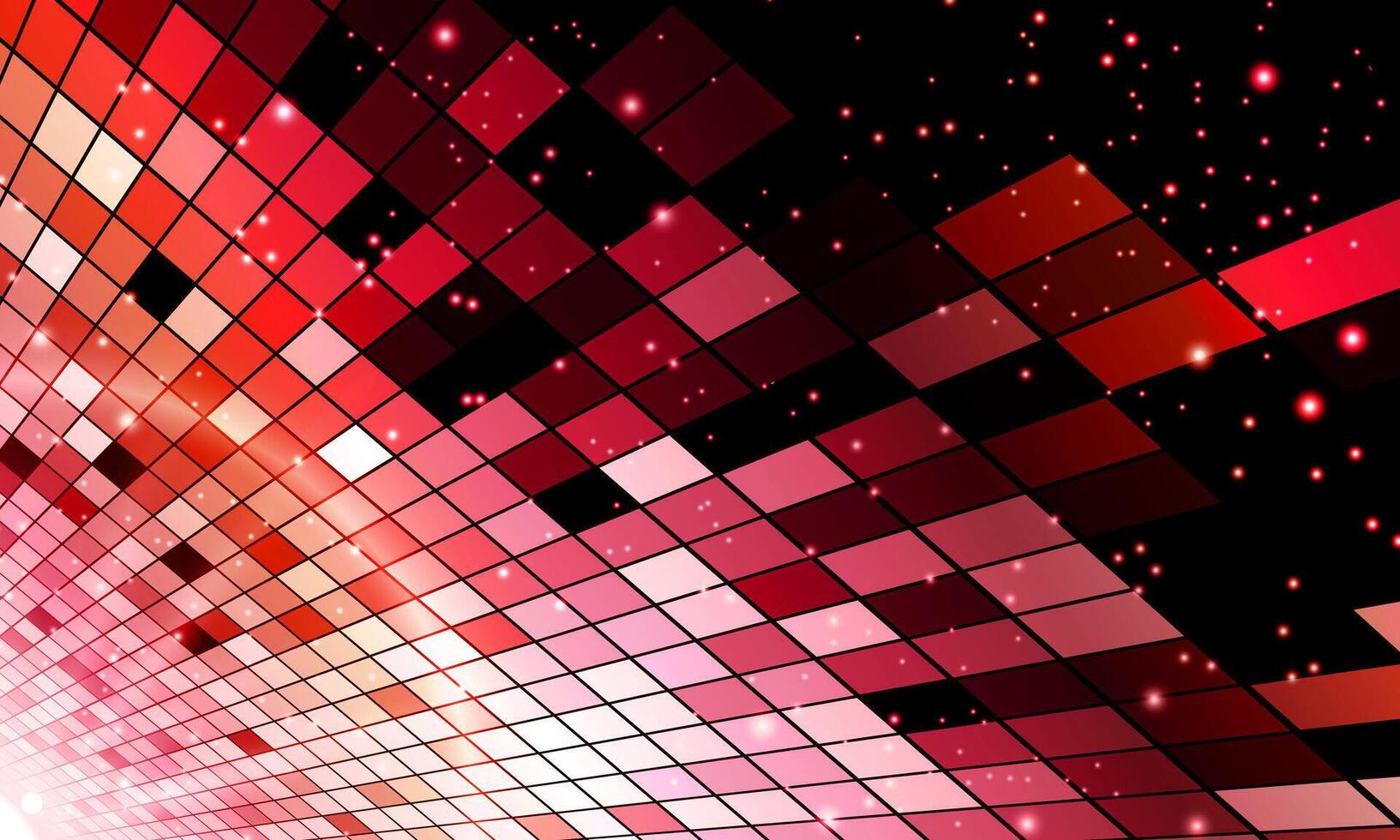 digital networking technology abstract red background, perspective grid sparkle and science space. square pattern dimension. shiny light. vector