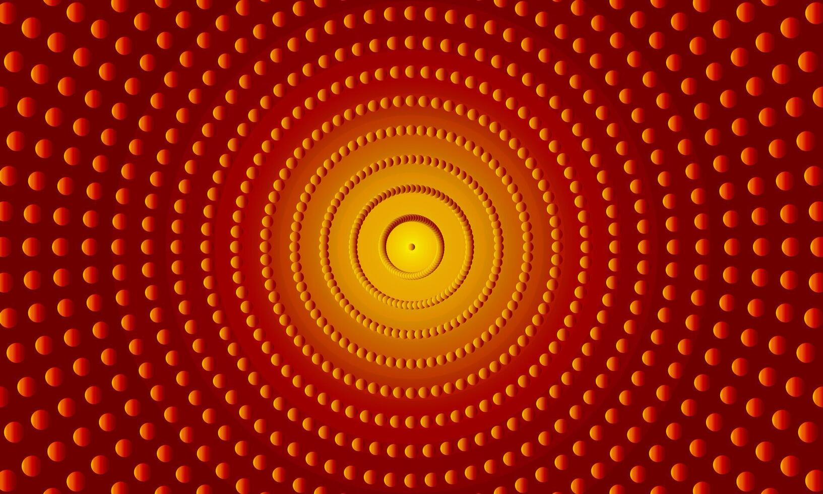 Radial color spotted gradient background. Dotted texture geometric red and yellow background. vector