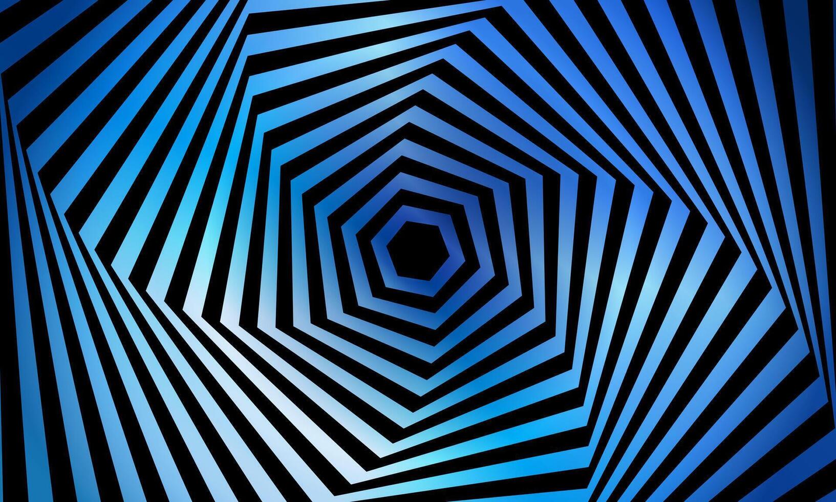 Psychedelic spiral pattern in vibrant black and blue colors. Hypnotic spiral. Swirl hypnotize. vector