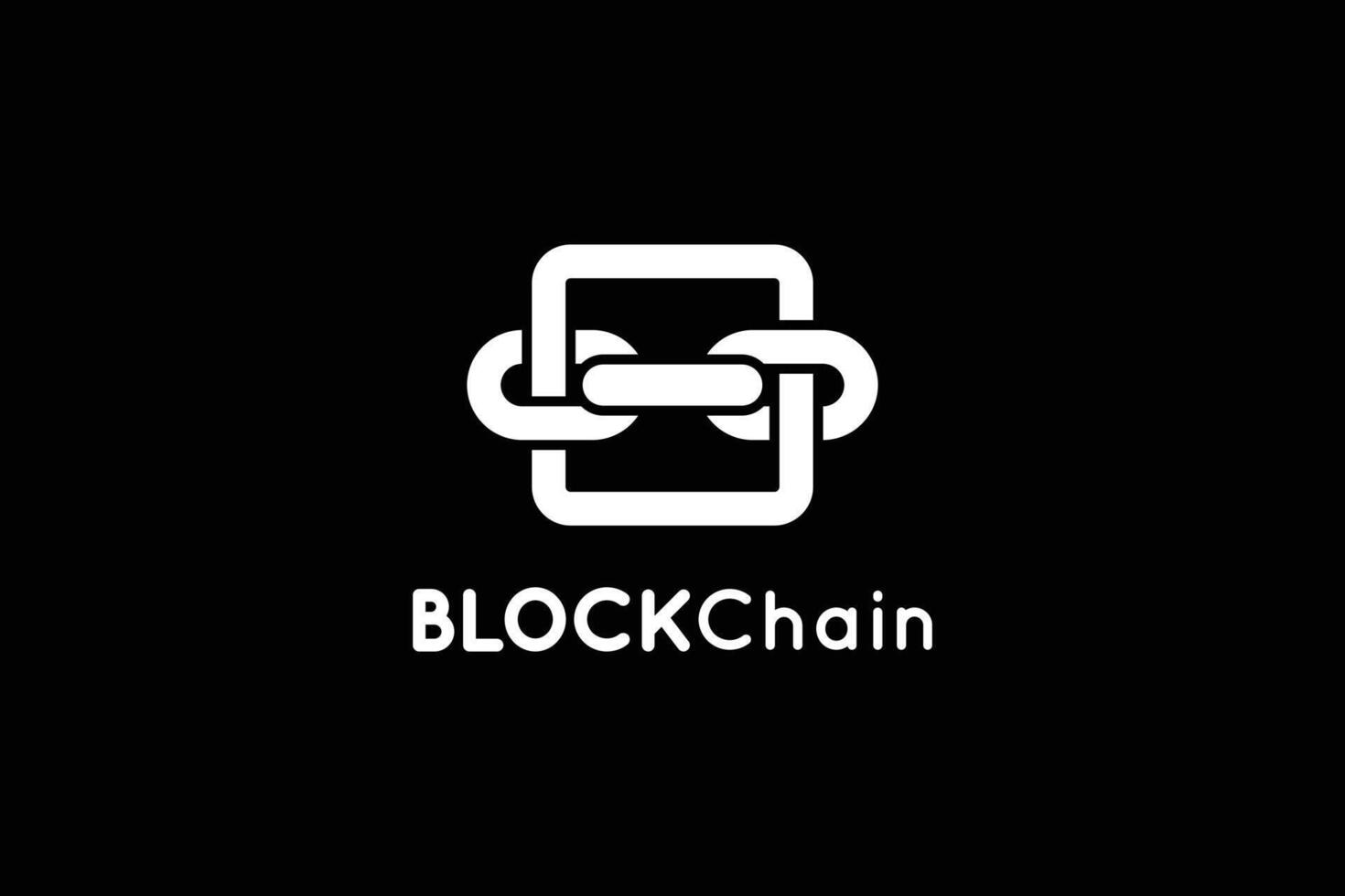 Modern abstract blockchain technology logo design black background vector