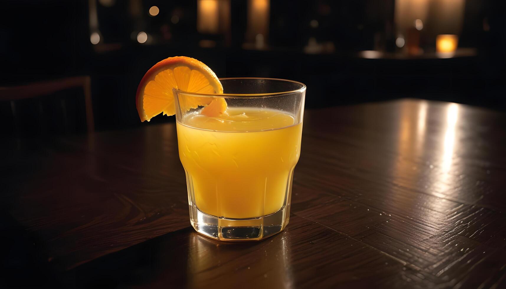 Orange juice cocktail with a slice of orange photo