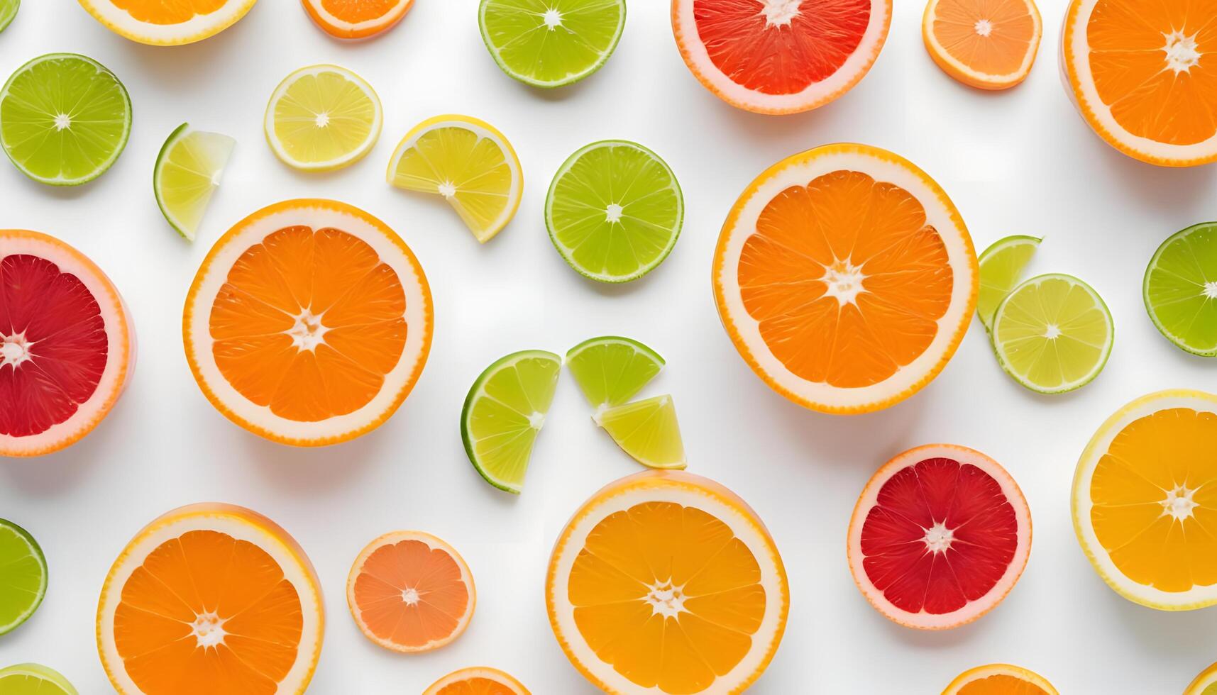 Citrus fruits and slices on white background photo