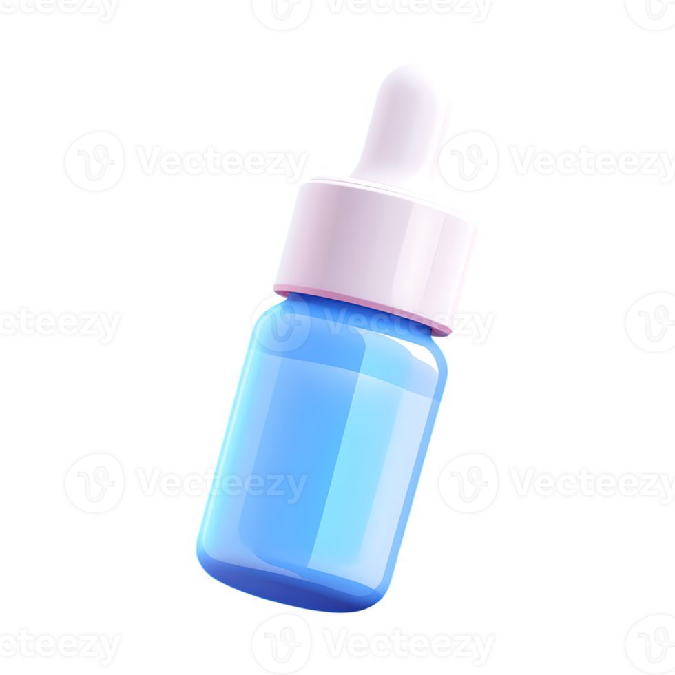 Blue liquid bottle with a white cap on a transparent background png