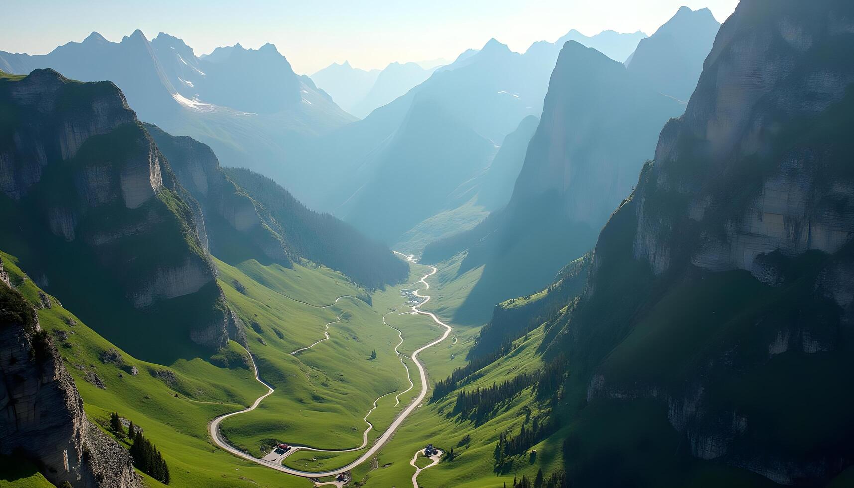 A winding road in the mountains photo