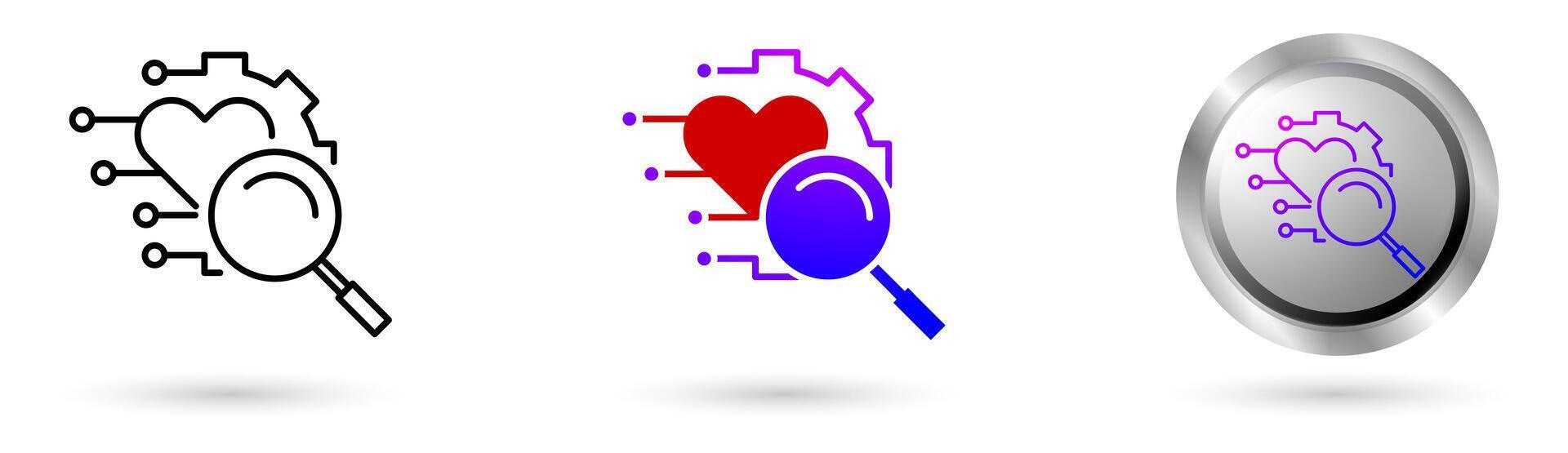 Modern Health Digitalization Ai Analytic icons digital transformation of health world, various line styles, solid and glossy effects, ideal for health projects, medical applications, etc vector