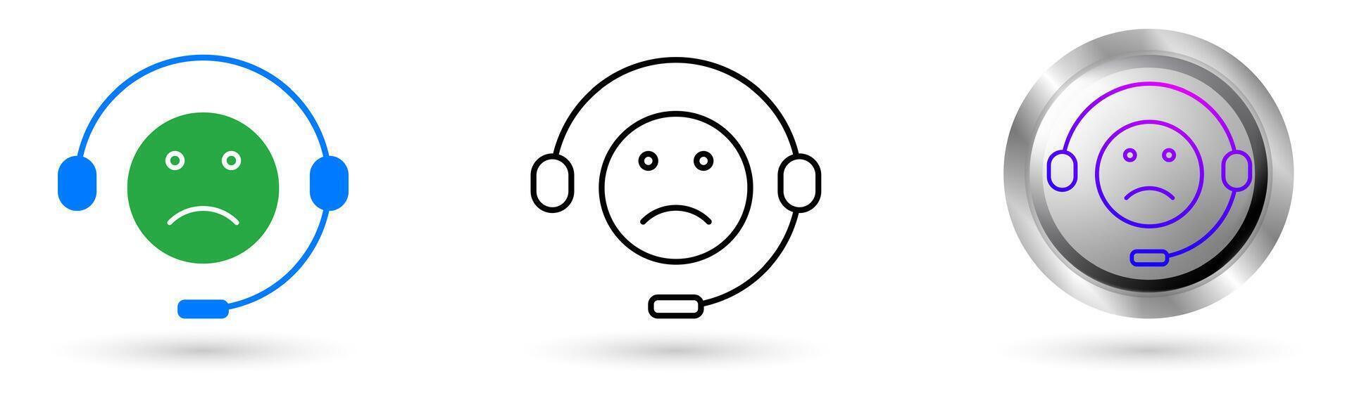 Bad Assistance modern icon presents automation technology in customer service, Available in various styles, including outline, solid, and glossy effects, ideal for helpdesk software etc. vector