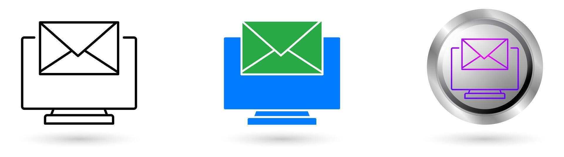 Modern Email icon presents automation technology in customer service, Available in various styles, including outline, solid, and glossy effects, ideal for helpdesk software etc. vector