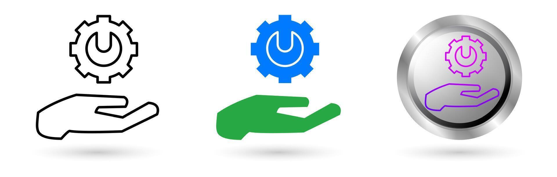 Modern Technical Assistance icons present automation technology in customer service, Available in various styles, including outline, solid, and glossy effects, ideal for helpdesk software etc. vector