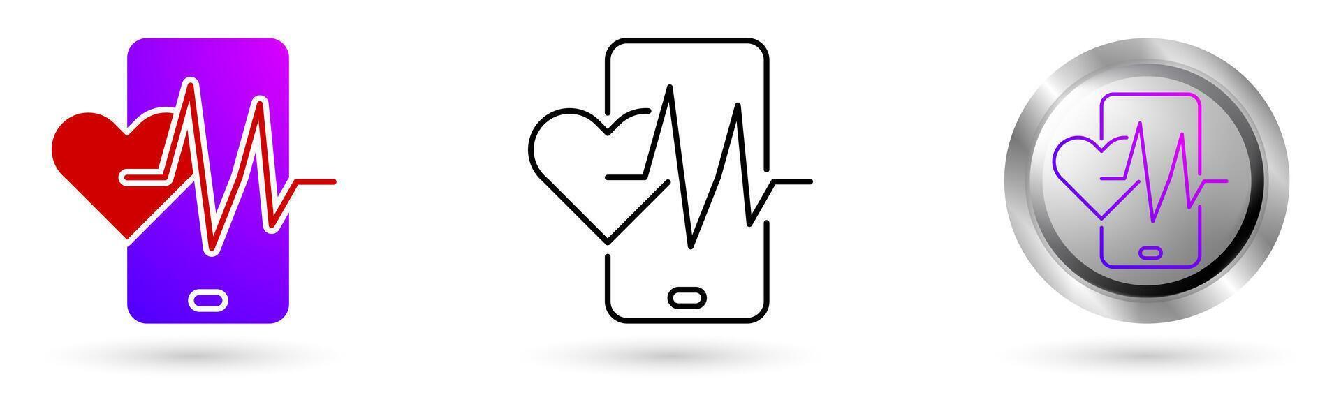 Modern Health Digitalization Mobile Icons Transform the health world, various line styles, solid and glossy effects, ideal for health projects, medical applications, etc. vector