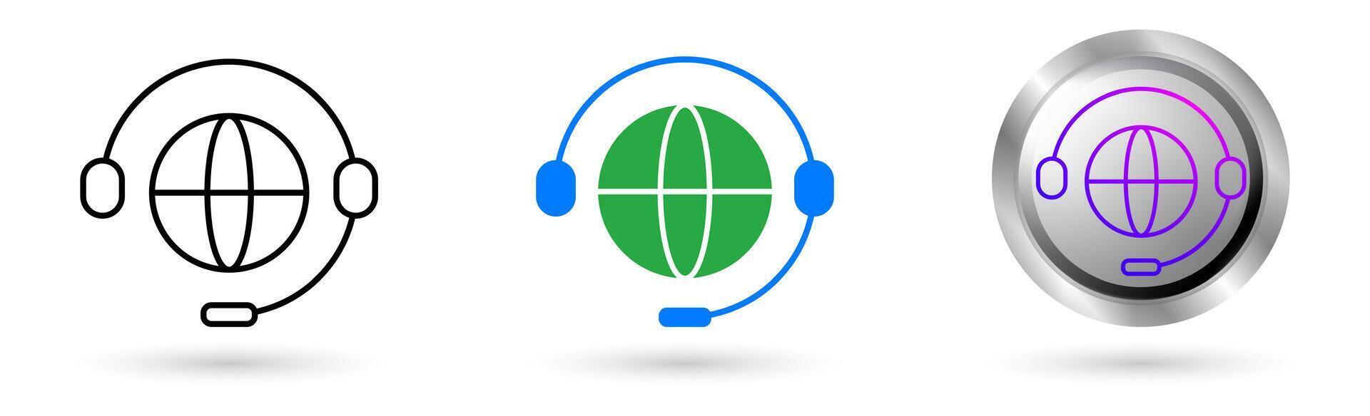 International Center modern icon presents automation technology in customer service, Available in various styles, including outline, solid, and glossy effects, ideal for helpdesk software etc. vector