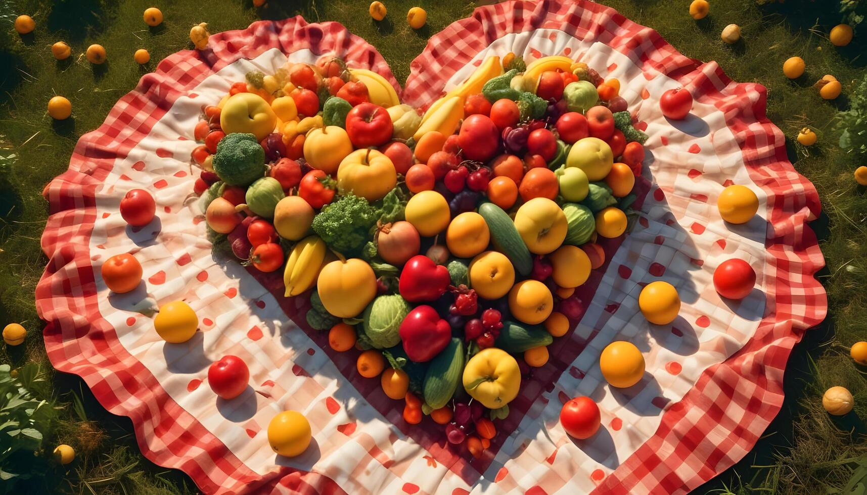 Heart of fruits and vegetables photo