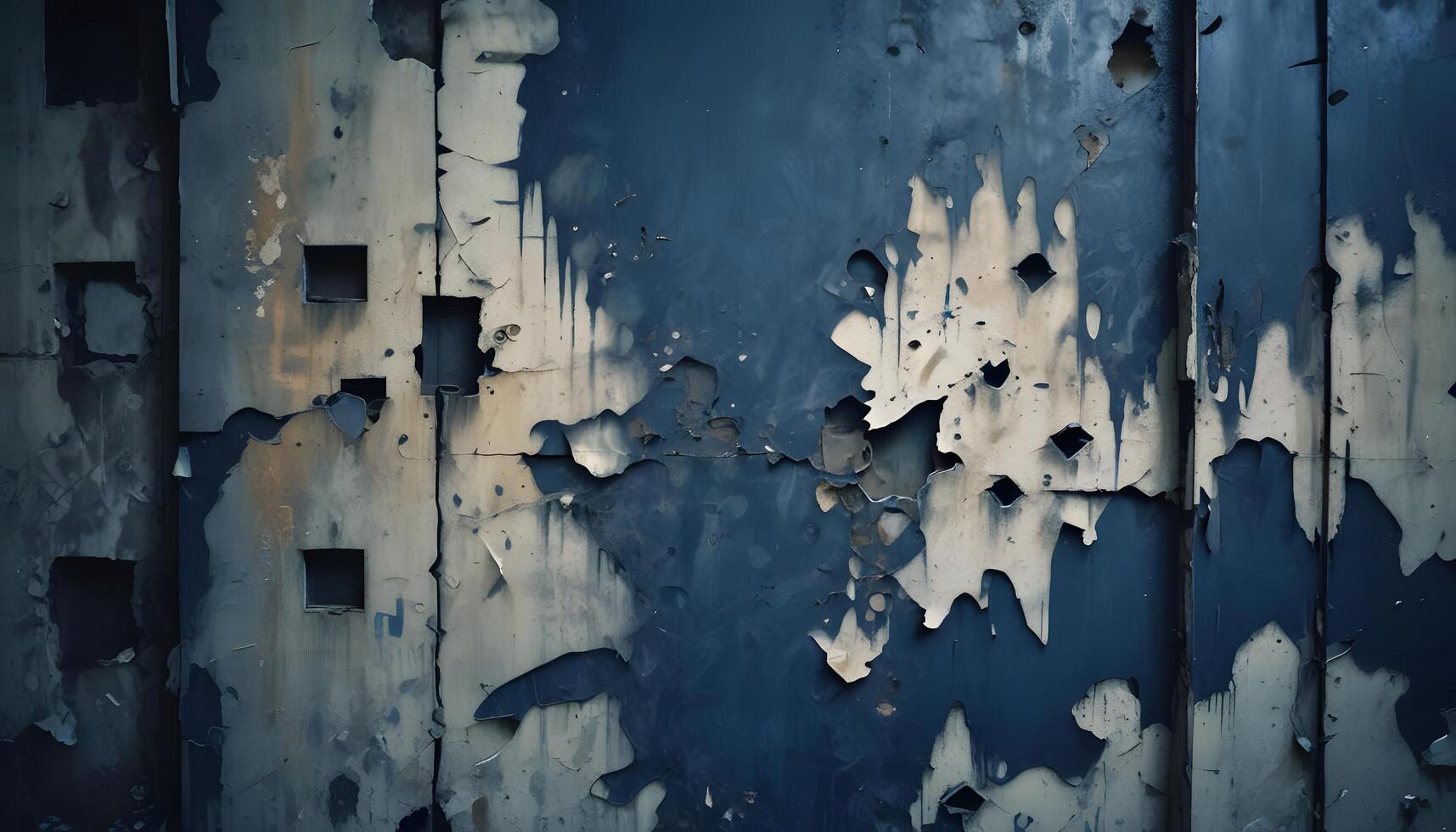 A close up of a blue wall with peeling paint photo