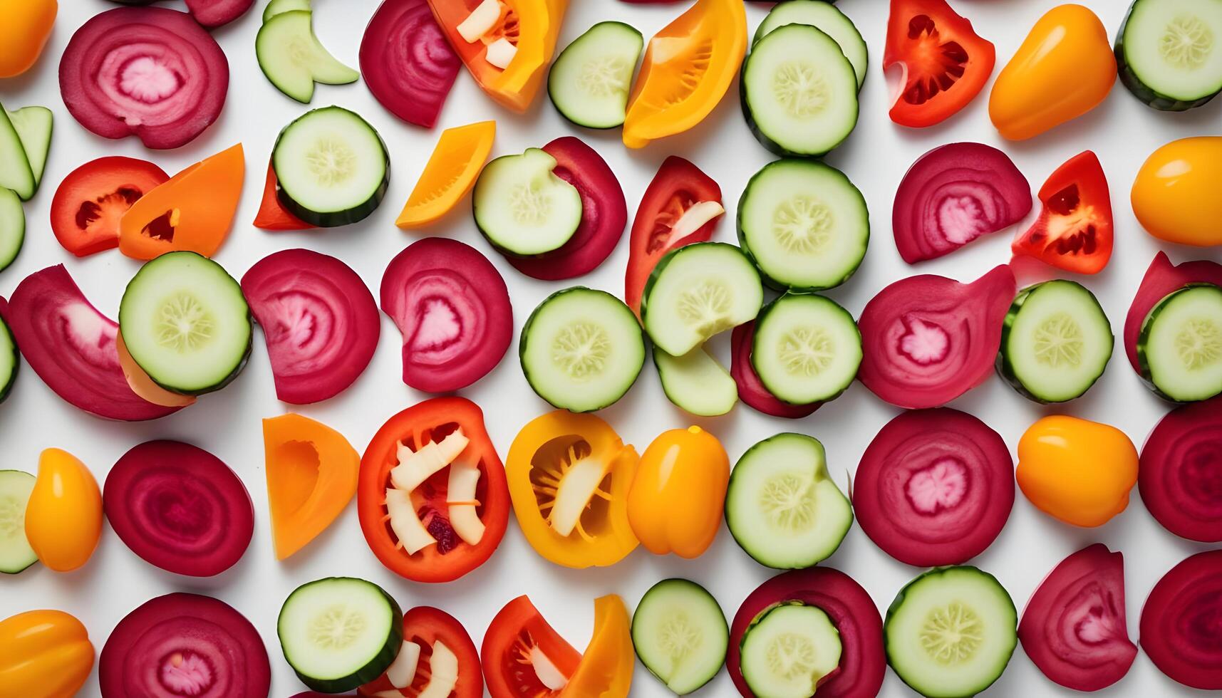 A variety of vegetables are arranged in a pattern photo
