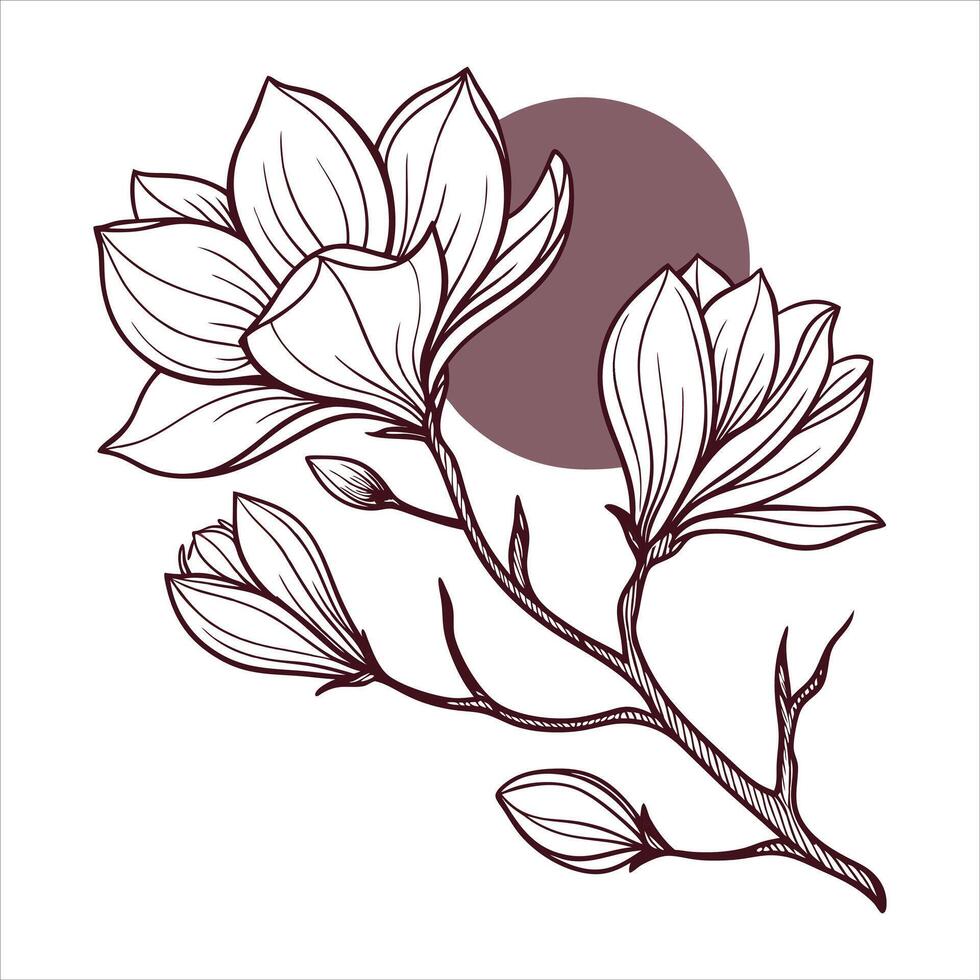 Monet Magnolia Flower. vector