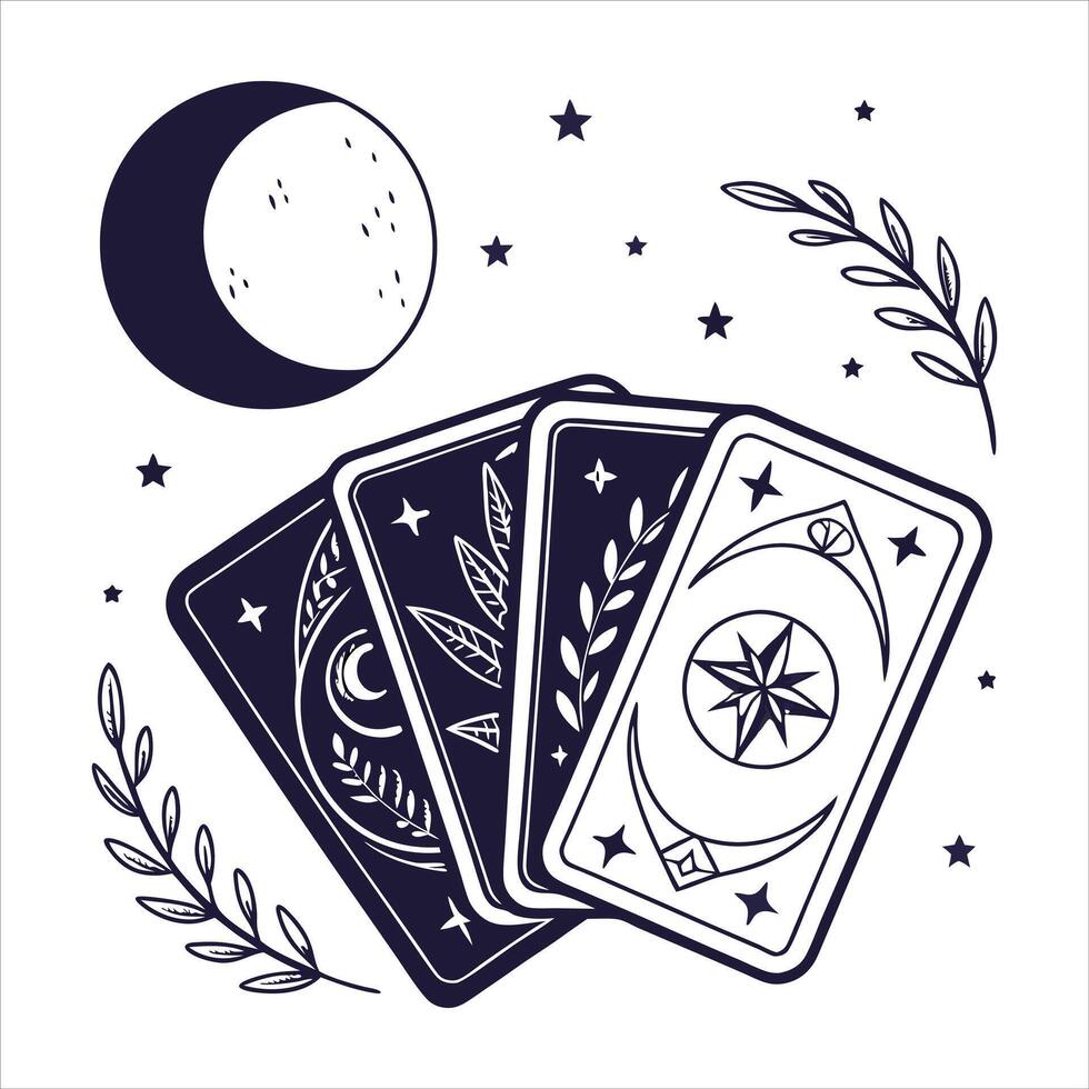 Mystical Tarot Cards with Celestial vector