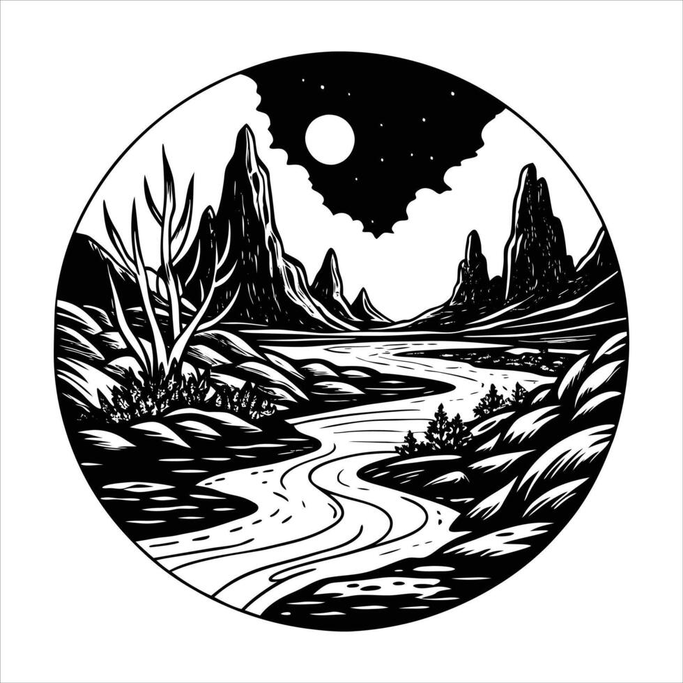 Lake sunset mountain vector