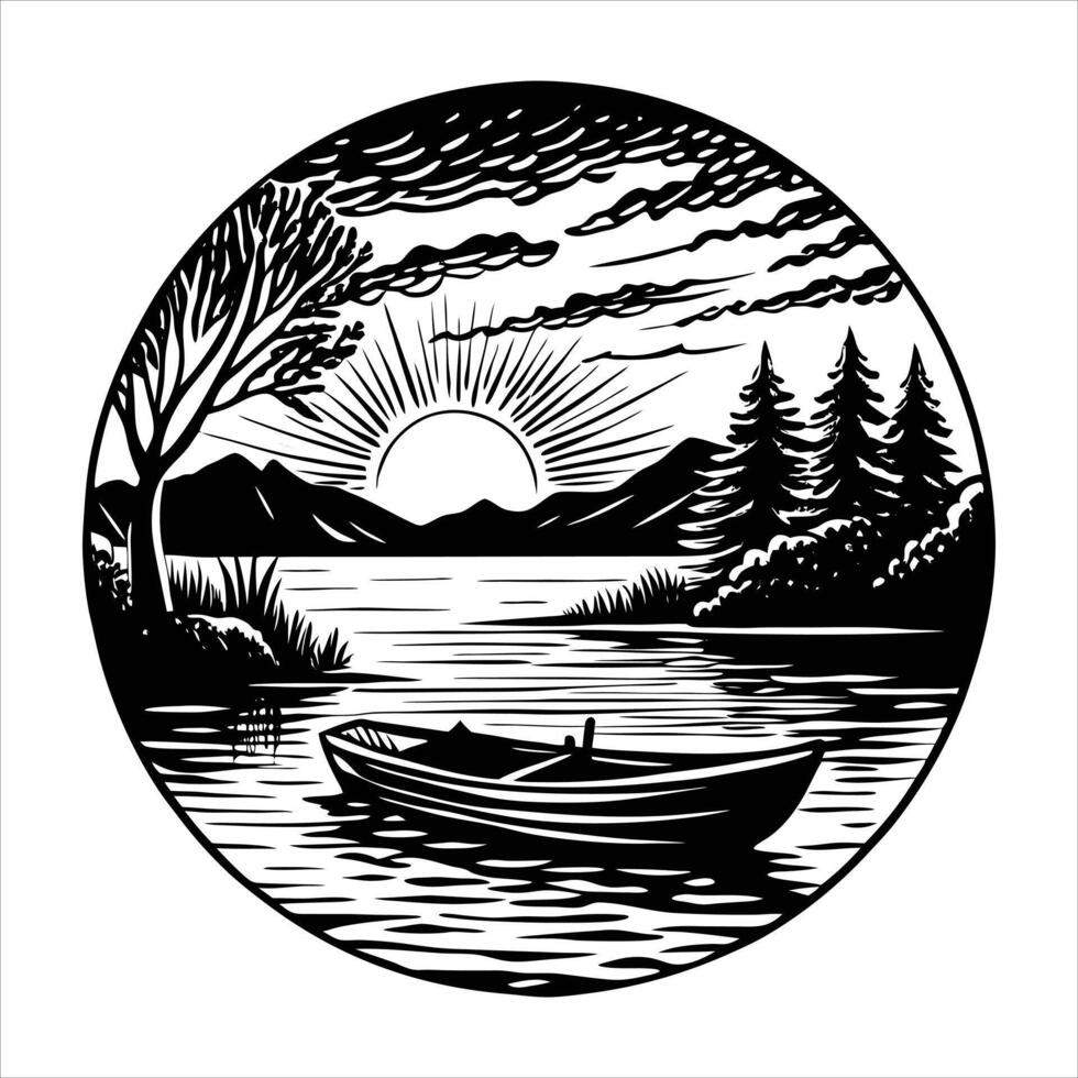 Sunrise Over Peaceful Lake vector