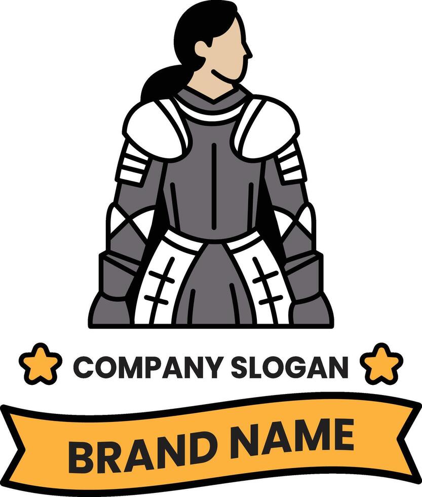 woman in a suit with a shield on back vector