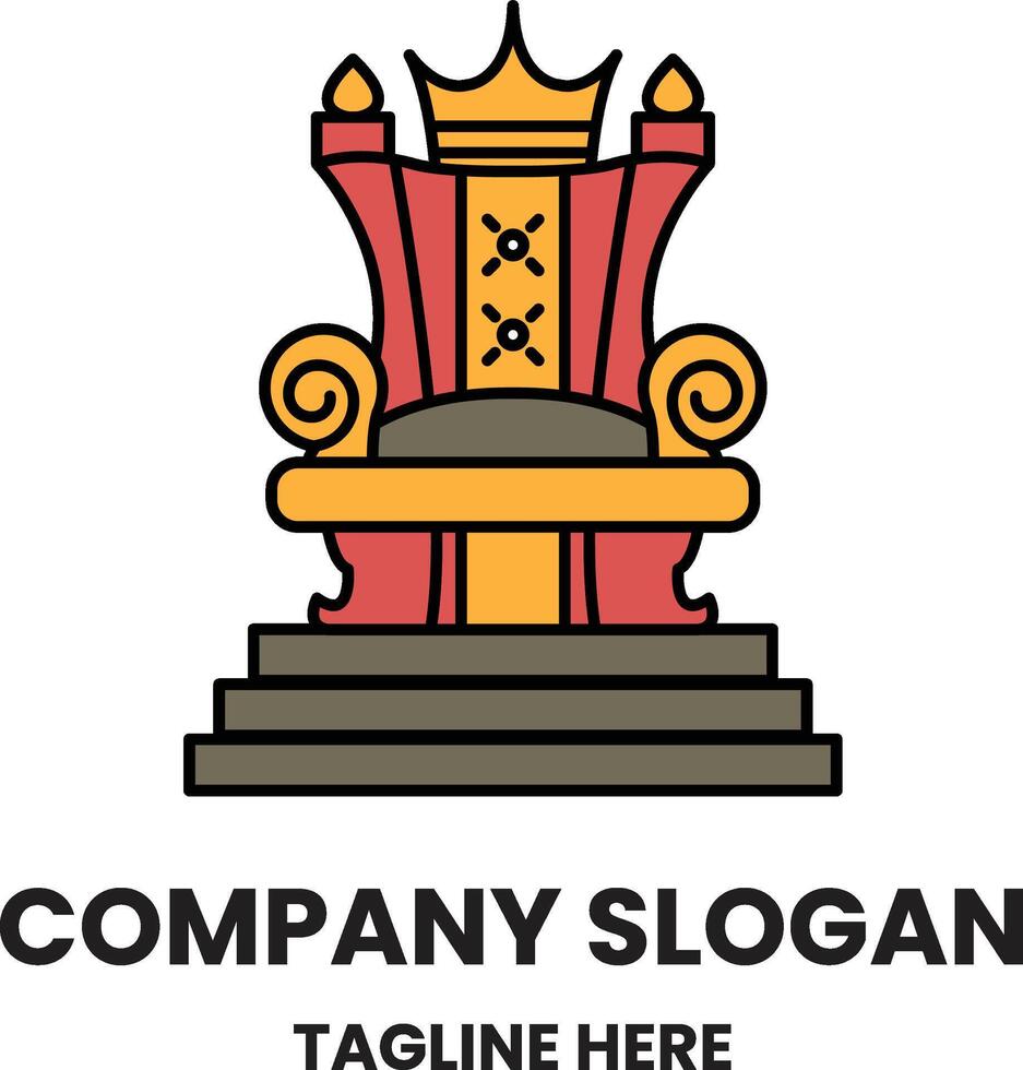 A red and yellow throne with a crown on top vector
