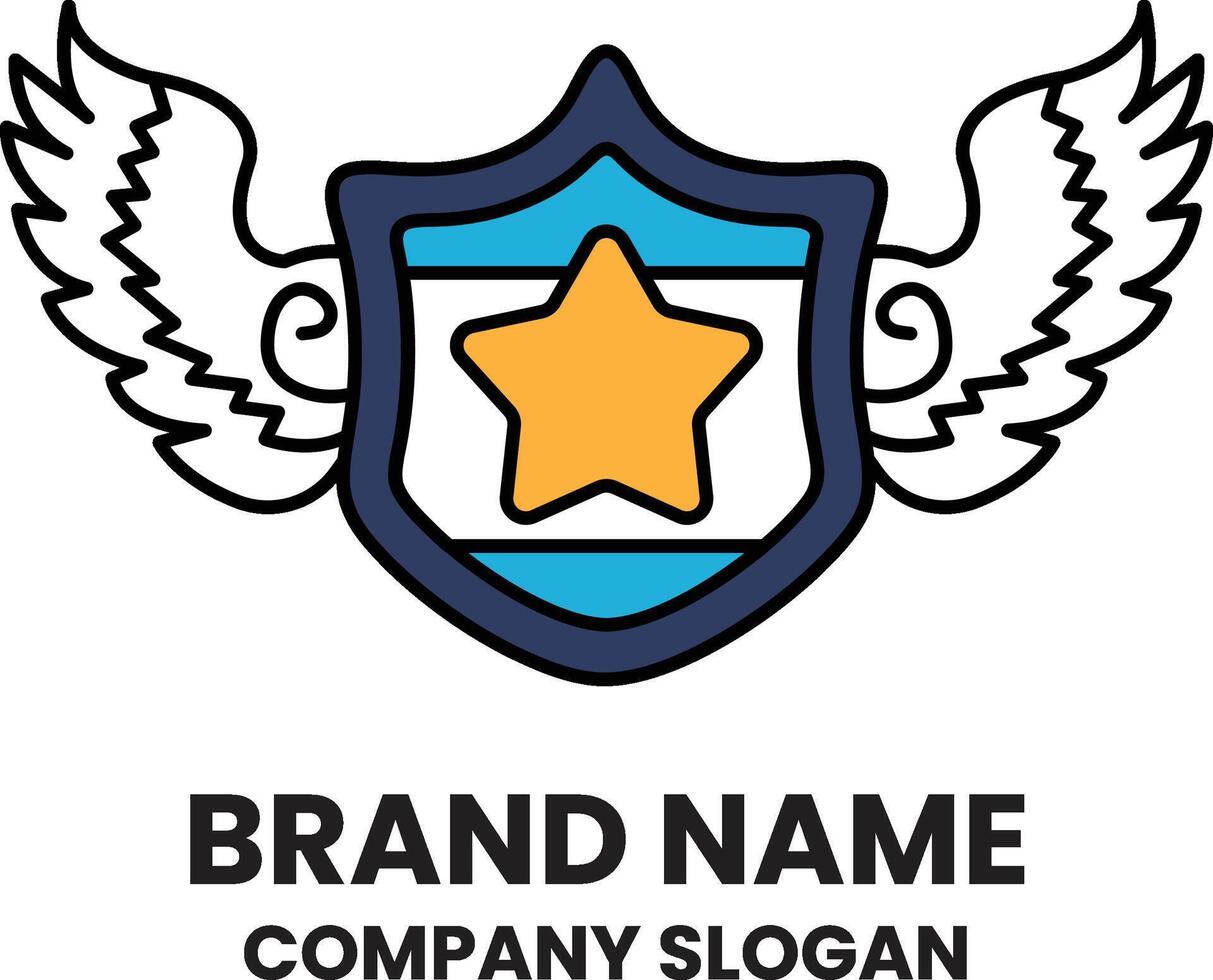 A logo for a company with a shield and wings and a star vector