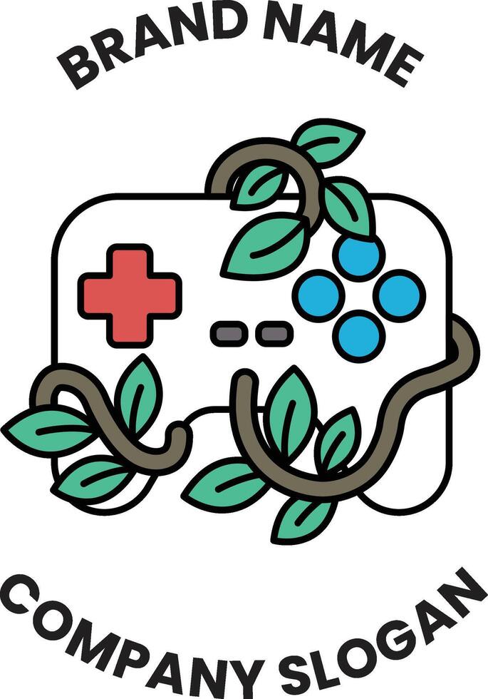 game controller with a leafy design on it vector