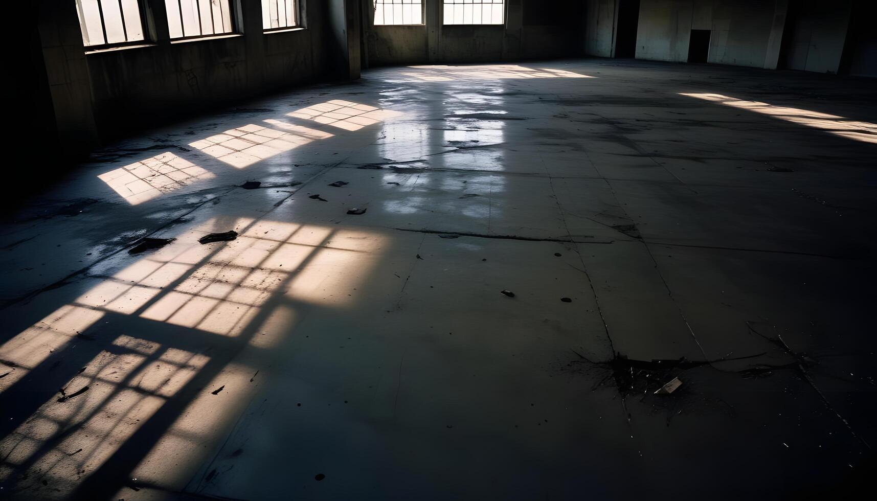 An empty room with a lot of sunlight coming through the windows photo