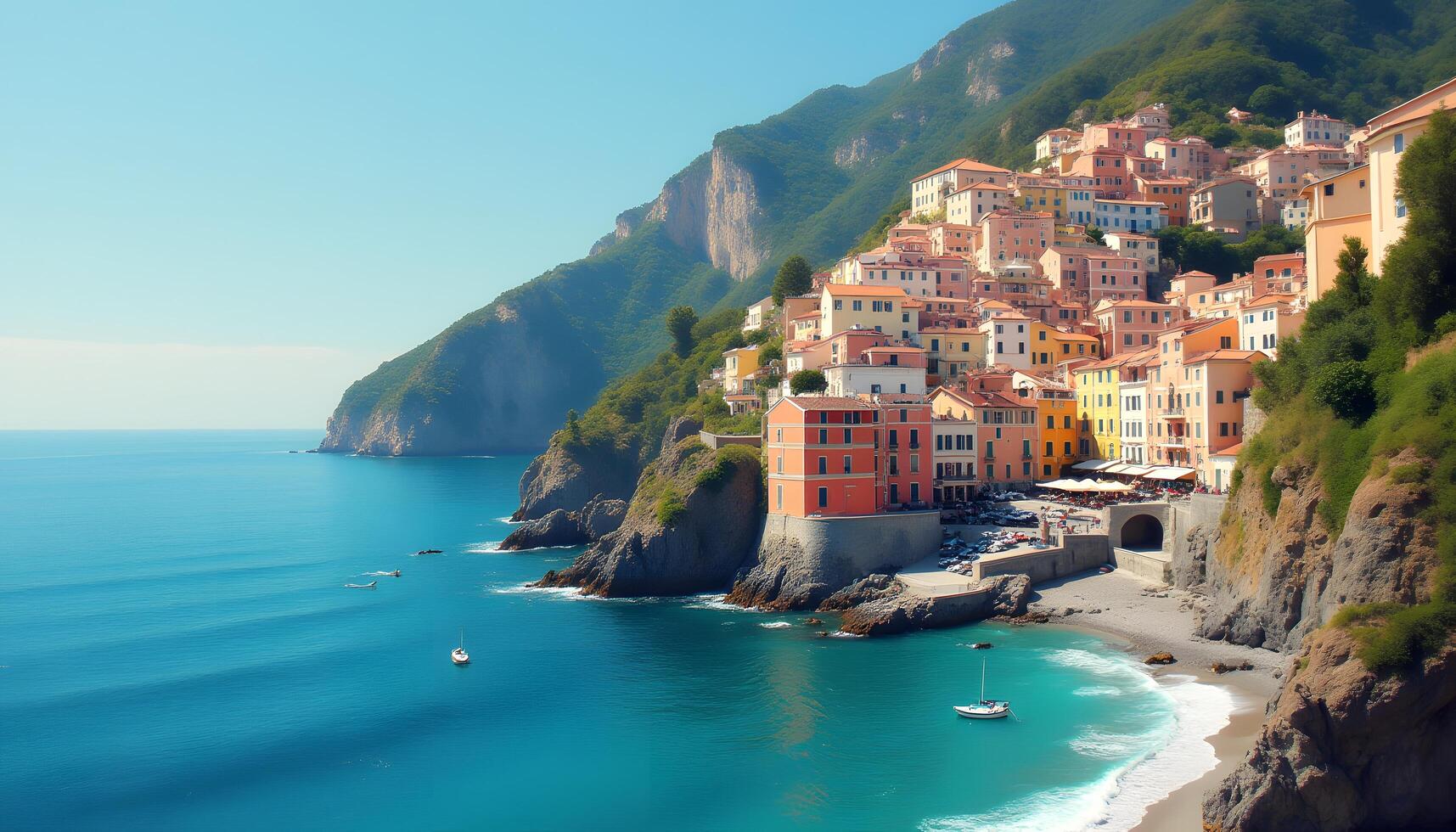 Colorful houses on the coast of italy photo