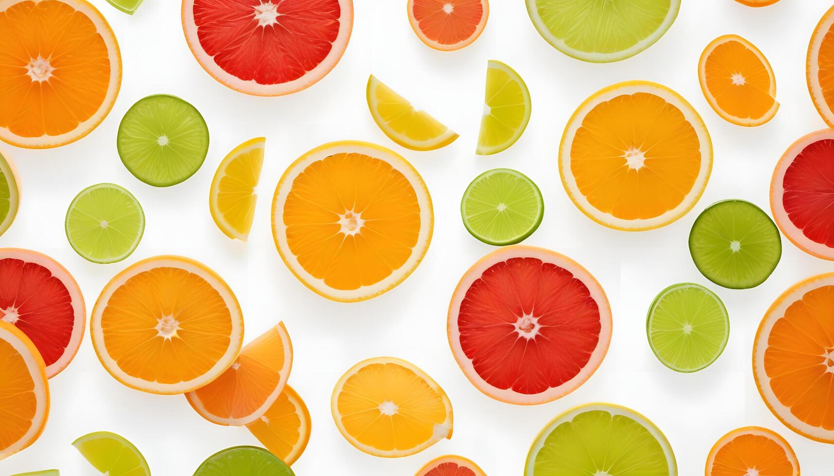 Citrus fruits and slices of citrus fruit photo