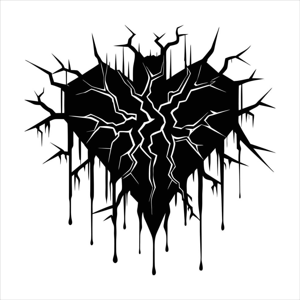 A black and white heart with splats vector