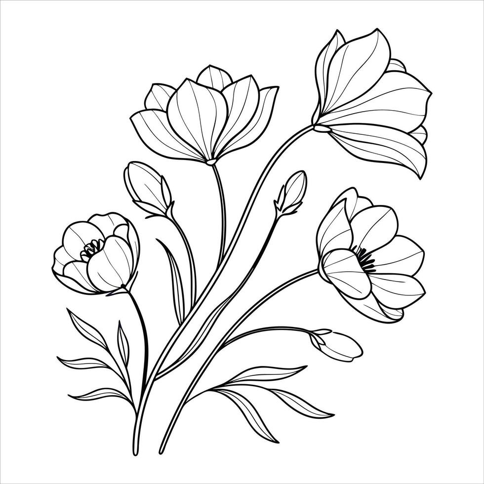 A drawing of flowers vector