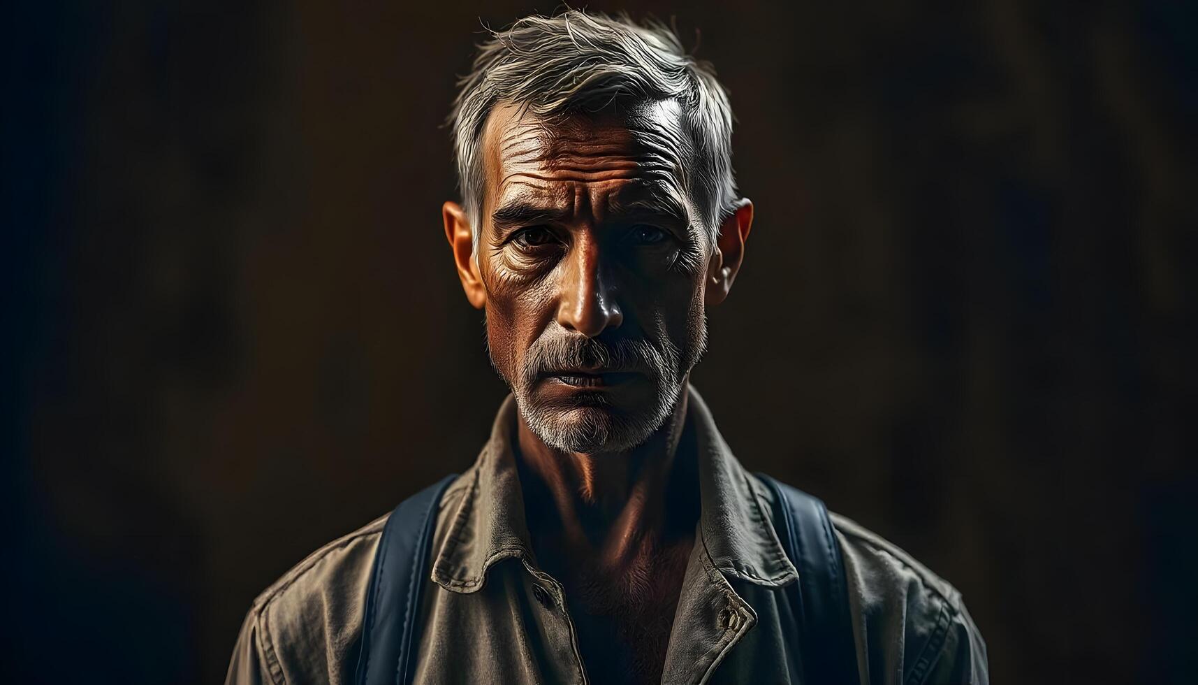 An older man with a beard and a shirt photo