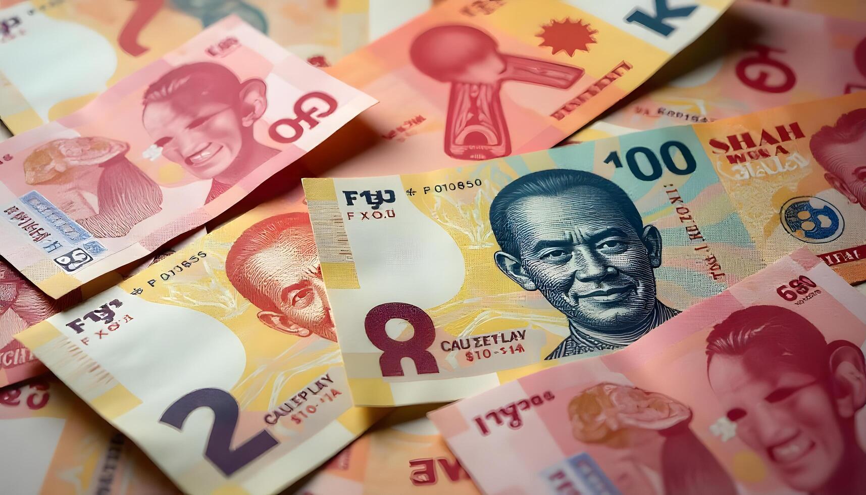 A pile of money with the faces of people on it photo