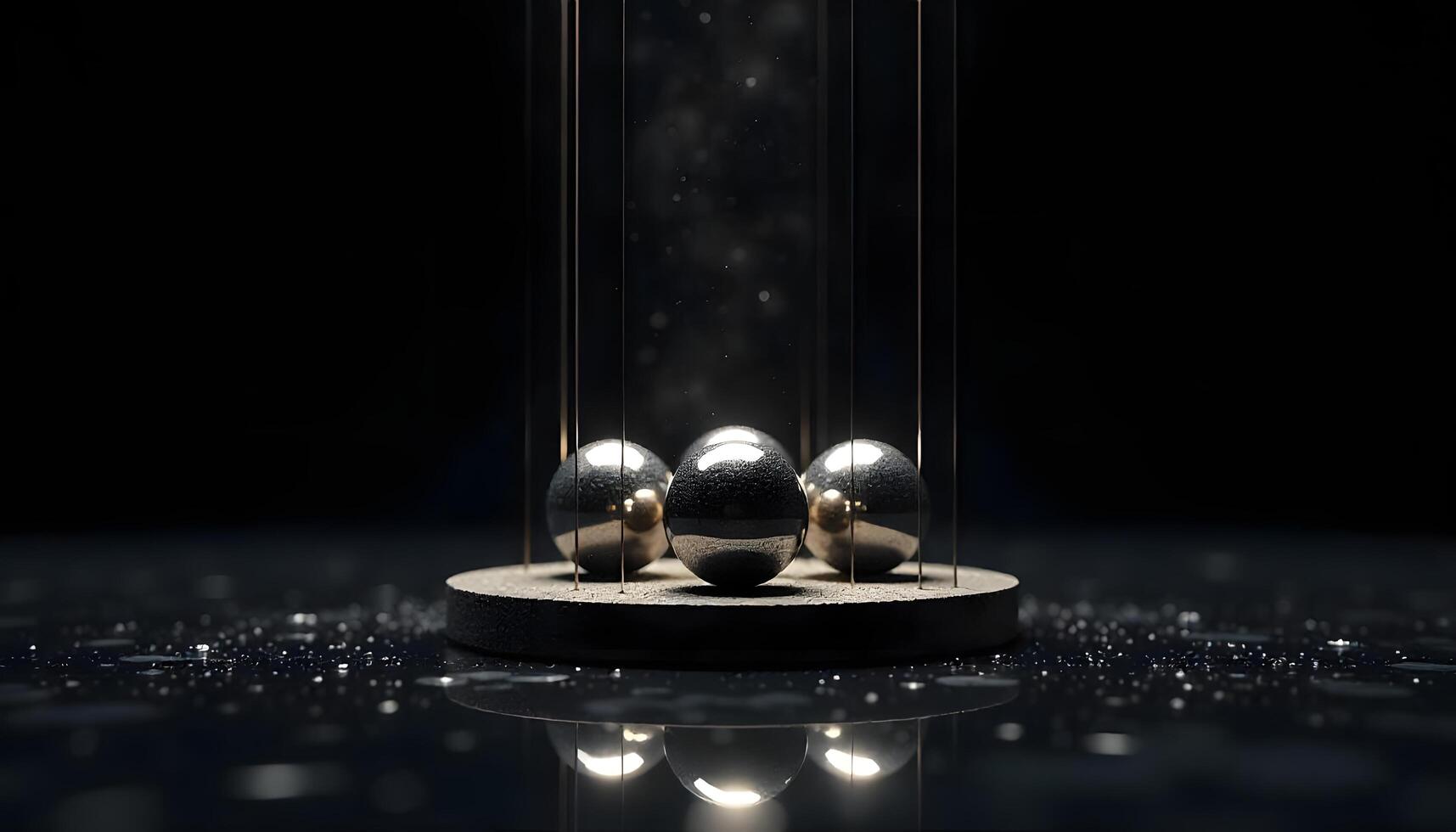 A group of three balls on a black surface photo
