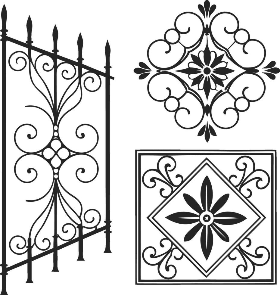 Set vintage ornate border frame filigree vector
