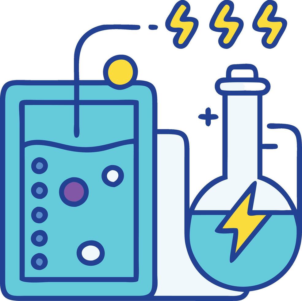 A laboratory with a beaker and a lightning bolt vector