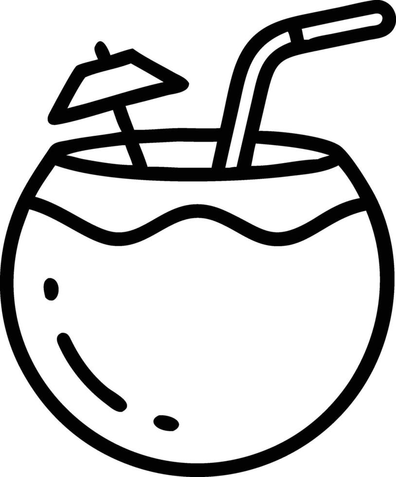 A black and white drawing of a drink with a straw vector