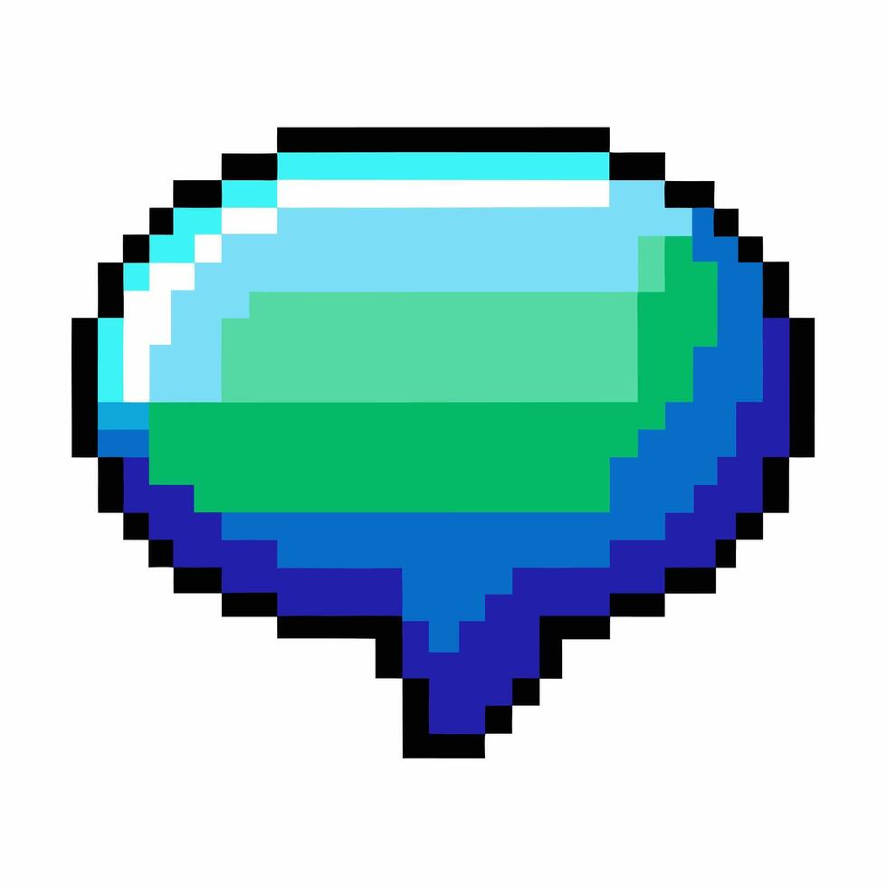 8 Bit Speech Bubble Icon with Pixel Art Design on White Background vector