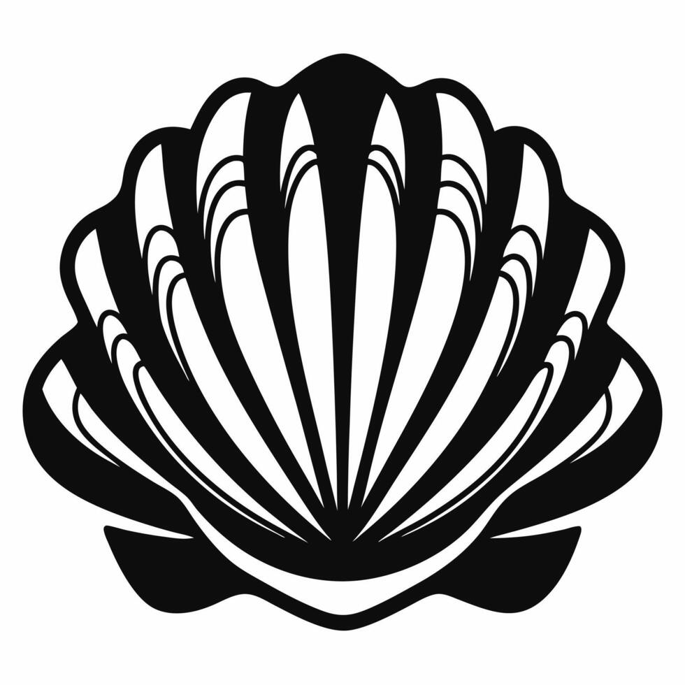 Stylized Black and White Shell Illustration for Nautical Design and Decor vector