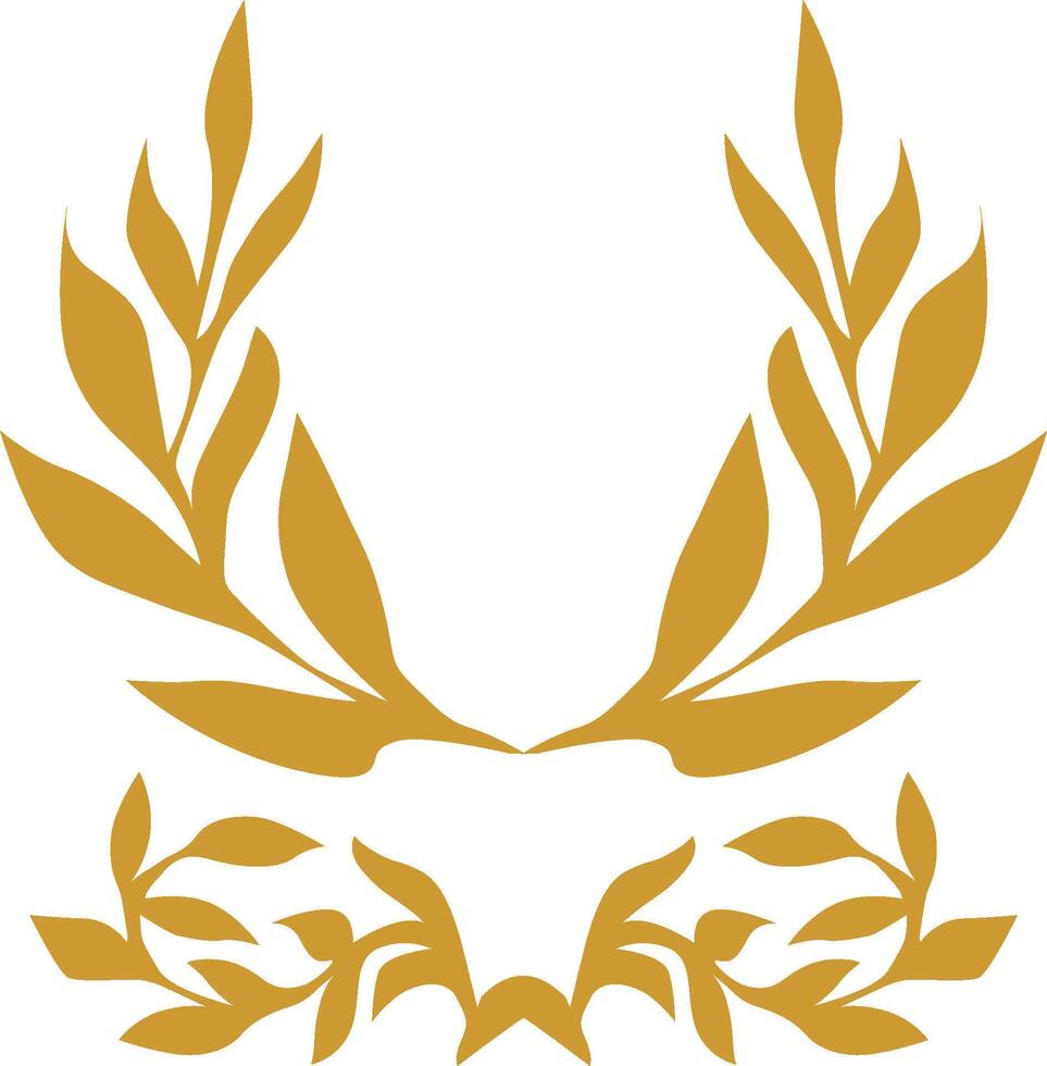 Golden laurel wreath symbol, a classic emblem of victory and achievement, perfect for awards, certificates, logos, and design elements. vector